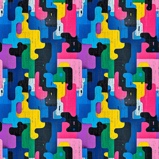 Puzzle-Look in Pop-Art Farben Modern & verspielt Selbstklebend & PVC-frei – by PCC FoliaConcept