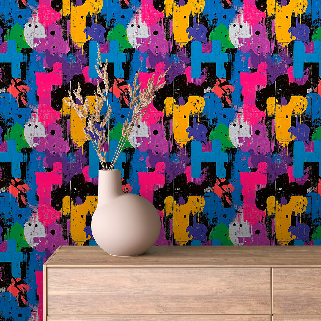 Urbaner Mosaik-Look Knallige Kontraste Selbstklebend & PVC-frei – by PCC FoliaConcept