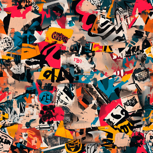 Urbaner Streetstyle Collage aus Plakaten & Graffiti Selbstklebend & PVC-frei – by PCC FoliaConcept