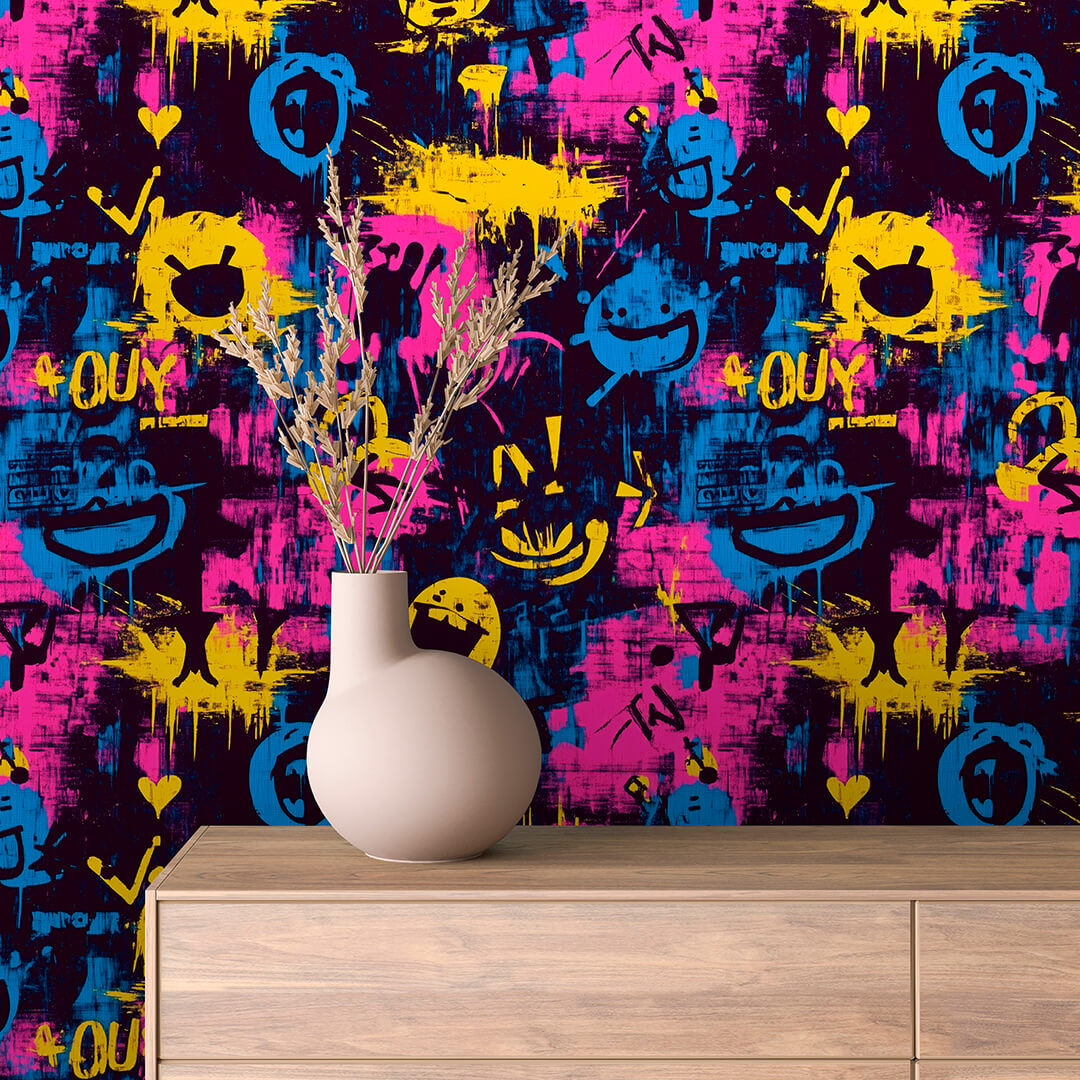 Neon Graffiti Style Spielerische Motive Selbstklebend & PVC-frei – by PCC FoliaConcept