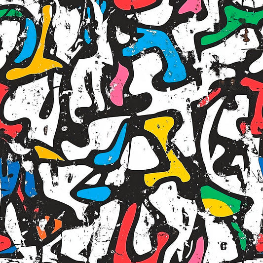 Lieferzeit 2-4 Tage Abstraktes Graffiti-Design Used-Look in Bunt Selbstklebend & PVC-frei – by PCC FoliaConcept