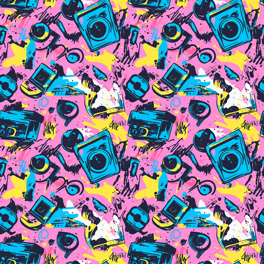 Pop-Art Tapete Retro Kameras Selbstklebend & PVC-frei – by PCC FoliaConcept