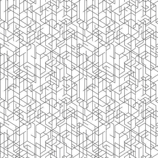 ✅ Selbstklebende Tapete ✅ Weiß mit schwarzem geometrischem Muster – feine Linien – modernes Wanddesign – Pimp My Wall