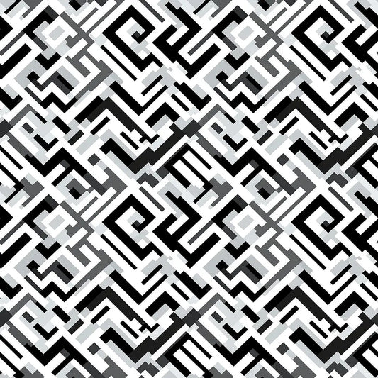 ✅ Selbstklebende Tapete ✅ Schwarz und Grau mit markantem Labyrinthmuster – modernes geometrisches Design – auffälliger Blickfang – Pimp My Wall