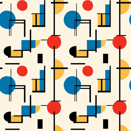 ✅ Selbstklebende Tapete ✅ Bunte geometrische Formen in Blau, Rot, Gelb – modernes Retro-Design – lebendige Wandgestaltung – Pimp My Wall