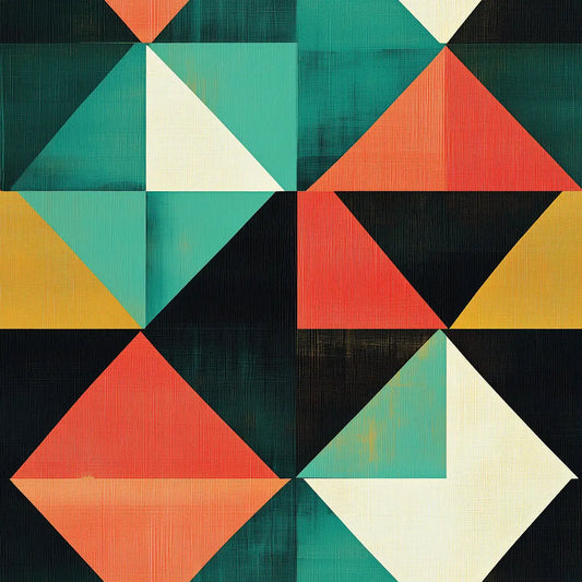 ✅ Selbstklebende Tapete ✅ Große bunte Dreiecke in Grün, Orange, Gelb & Schwarz – geometrisches Muster – moderne Wandgestaltung – Pimp My Wall