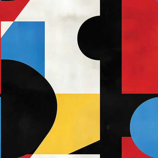 ✅ Selbstklebende Tapete ✅ XXL geometrisches Muster in Rot, Gelb, Blau, Weiß & Schwarz – moderner Eyecatcher – kreative Wandgestaltung – Pimp My Wall