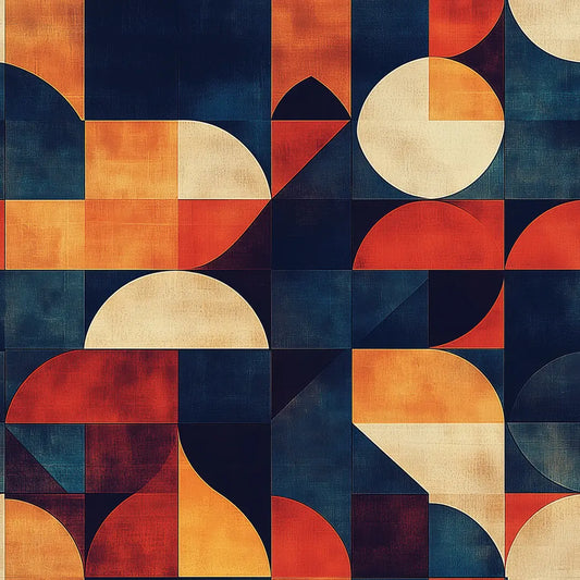 ✅ Selbstklebende Tapete ✅ Warmes Retro-Design in Rost, Gelb & Blau – stilvolles geometrisches Muster für modernes Wohndesign – Pimp My Wall