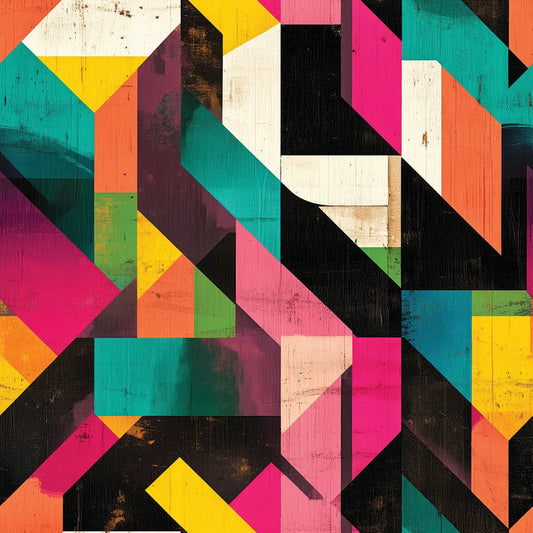 ✅ Knallige Retro-Tapete selbstklebend ✅ Buntes geometrisches Muster in Pink, Gelb & Türkis – stilvolle Wandgestaltung – Pimp My Wall