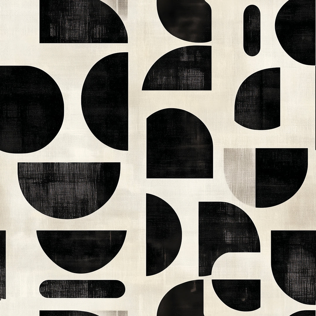 Geometrische Retro Tapete Schwarz-Weiß