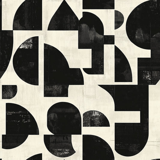 Geometrische Retro Tapete Schwarz-Weiß 2