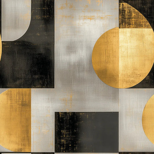 ✅ Moderne Tapete in Schwarz, Grau & Gold ✅ Halbkreis-Design mit geometrischen Formen – Pimp My Wall