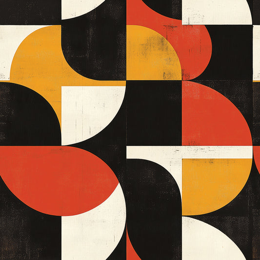 Retro Halbkreise Rot-Gelb Geometrisch