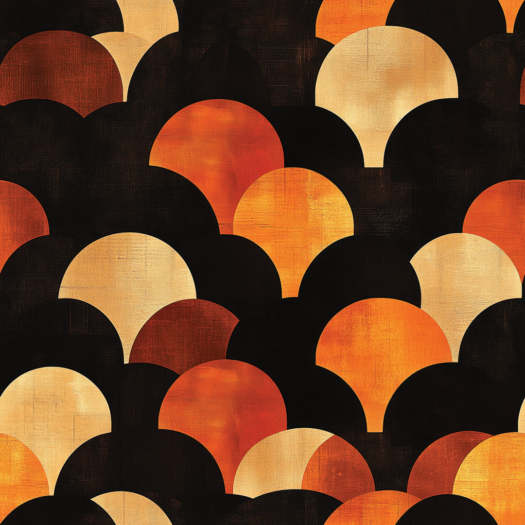 Retro Fächer Orange-Gelb Geometrisch
