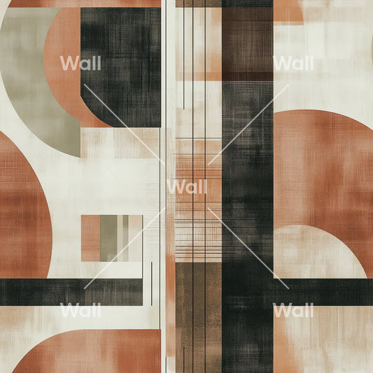 ✅ Geometrisches Retro-Design in Terrakotta ✅ Moderne Linien & Formen ✅ Stilvolle Wandgestaltung von Pimp My Wall