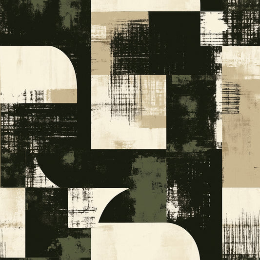 Beige Schwarz Blöcke Geometrisch