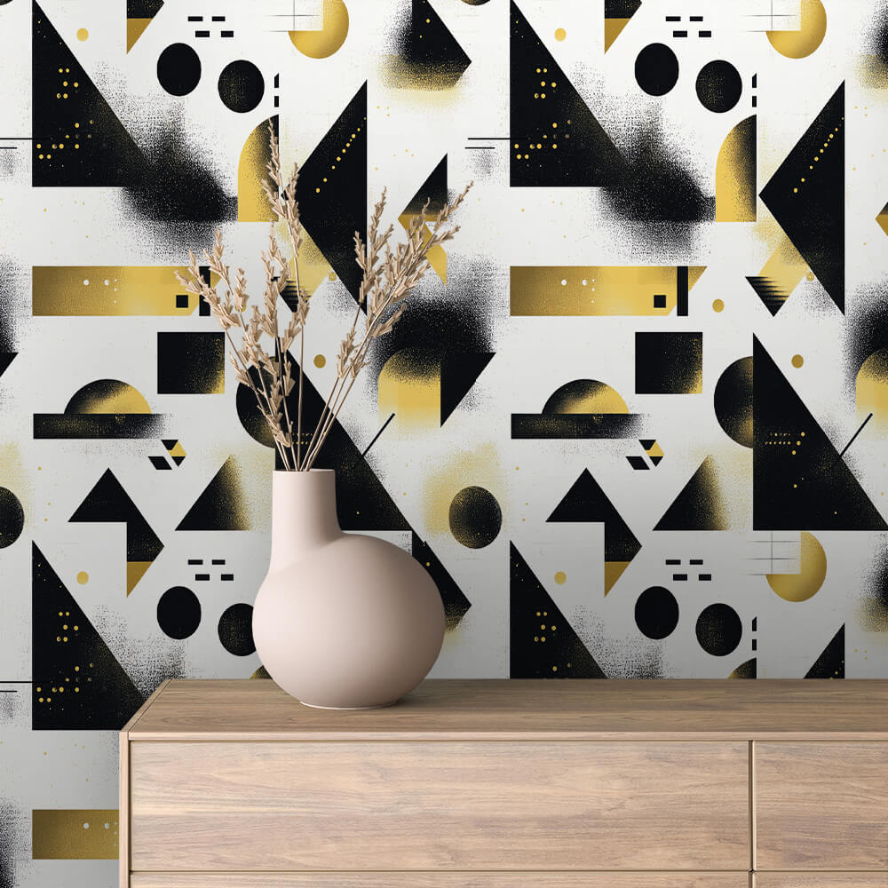Schwarz Gold Muster Dreiecke Geometrisch