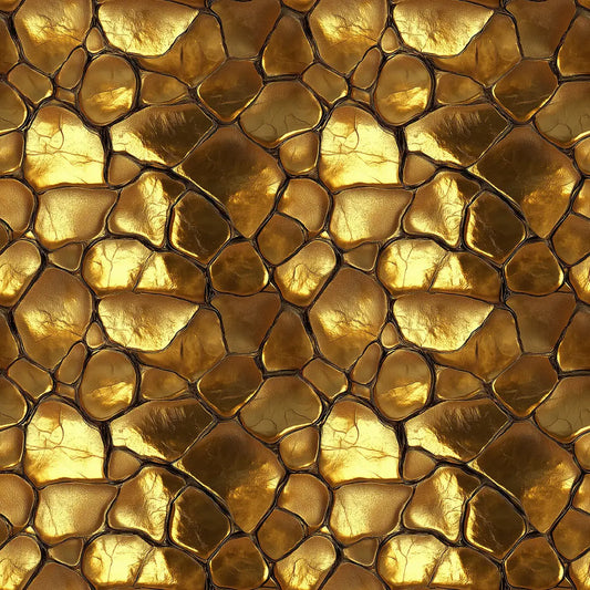 Luxuriöse Gold Tapete mit glänzendem Fliesendruck in satten Goldtönen, ideal für glamouröse Akzentwände im Wohnbereich.
