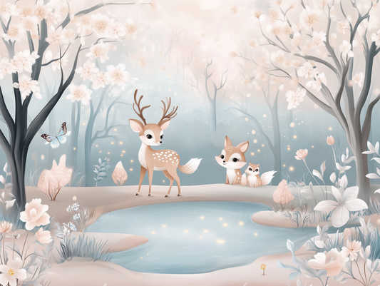 Waldtiere Traumwald Kinderzimmer-Fototapete-Wandtatoo-selbstklebend