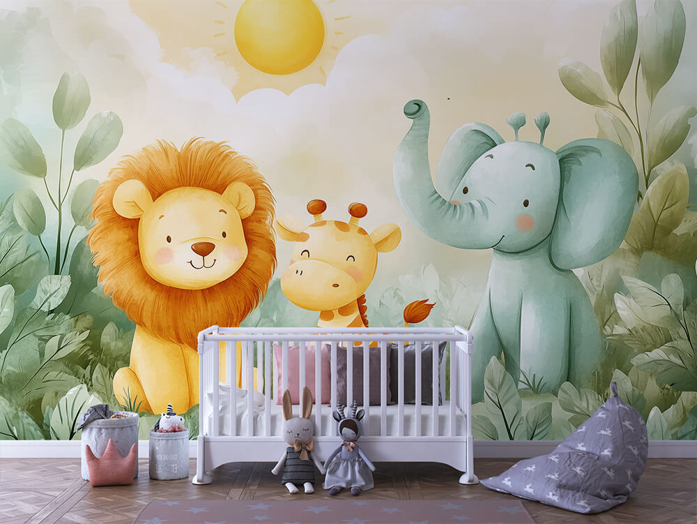 Kleine Safari-Gang Kinderzimmer-Fototapete-Wandtatoo-selbstklebend