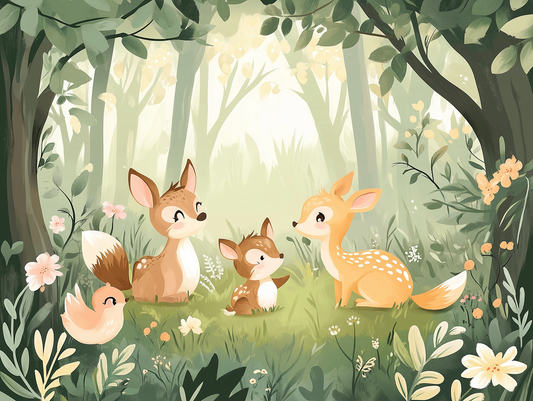 Rehkitz & Freunde Kinderzimmer-Fototapete-Wandtatoo-selbstklebend