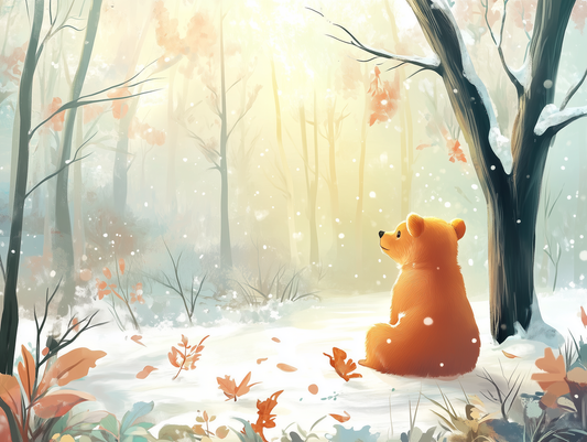 Winterruhe mit Bär Kinderzimmer-Fototapete-Wandtatoo-selbstklebend