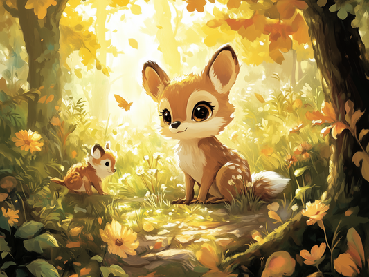 Rehkitzliebe Kinderzimmer selbsklebende Fototapete