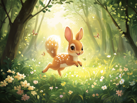 Hopsi im Märchenwald Kinderzimmer selbsklebende Fototapete