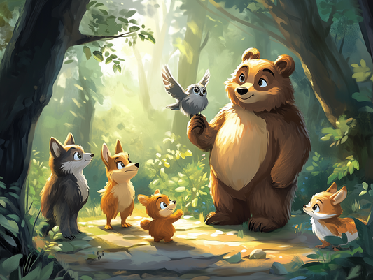 Geschichtenzeit mit Bär Bruno Kinderzimmer selbsklebende Fototapete