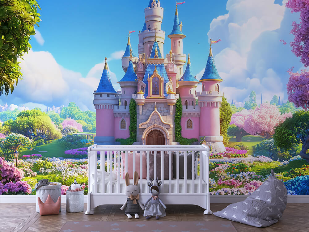 Das Blütenschloss Kinderzimmer selbsklebende Fototapete