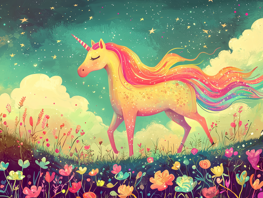 Sternenlicht-Einhorn Kinderzimmer selbsklebende Fototapete