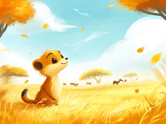 Kleiner Entdecker in der Savanne Kinderzimmer selbsklebende Fototapete