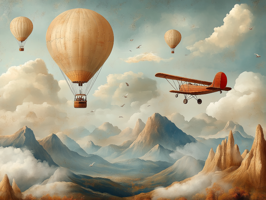 Himmelsabenteuer über den Wolken Kinderzimmer selbsklebende Fototapete