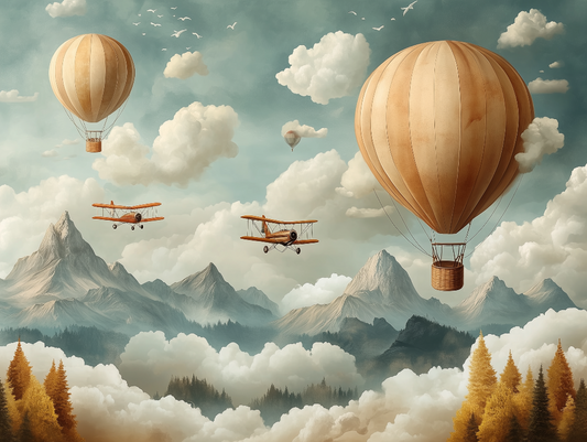 Abenteuer über den Bergen Kinderzimmer selbsklebende Fototapete