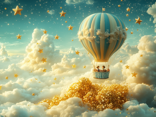 Goldene Wolkenreise Kinderzimmer selbsklebende Fototapete