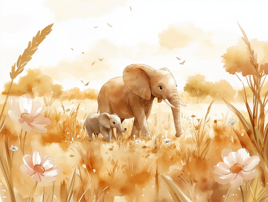 Gemeinsam durchs Blütenfeld Kinderzimmer selbsklebende Fototapete