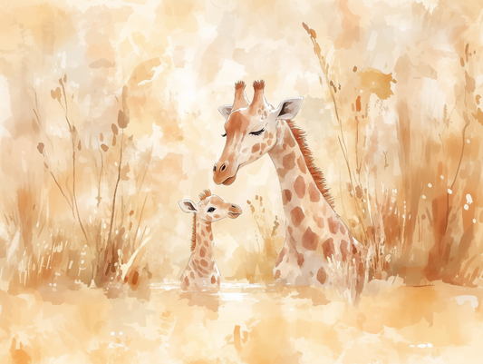 Giraffenliebe am Wasser Kinderzimmer selbsklebende Fototapete