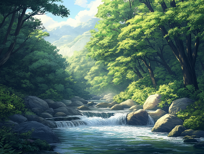 Fototapete Whispering Stream » klarer Waldbach & Sonnenlicht für entspannende Raumwelten schneller Versand Made in Germany von PCC FoliaConcept