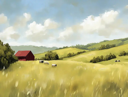 Fototapete Landschaft Goldene Huegelfelder Nahansicht – Goldgelb, Warmgruen, Himmelblau, selbstklebend