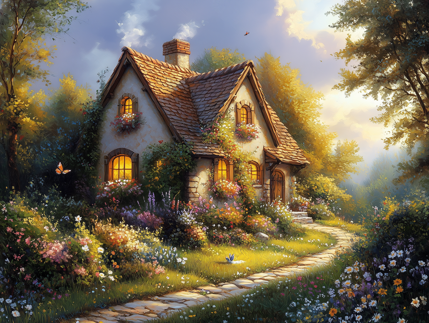 Blumenhäuschen im Abendlicht Landschaft