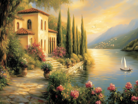 Fototapete Seenvilla am Comer See » Mediterraner Traum am Wasser Romantisches Italien-Feeling Nur bei PCC FoliaConcept