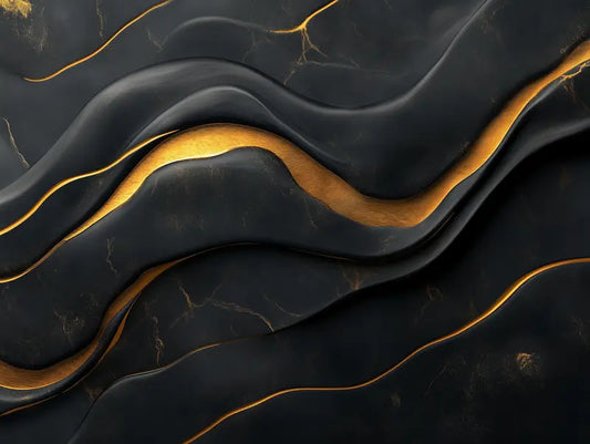 Fototapete Marmor Schwarz Goldadern Nahansicht – Schwarz, Gold, Dunkelanthrazit, Dunkelgold, selbstklebend