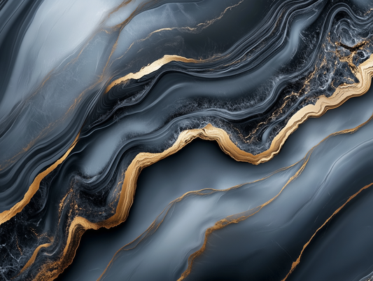 3D Marmoroptik in Nachtblau mit goldenen Adern Fließende Struktur & selbstklebend PVC-frei – Pimp My Wall