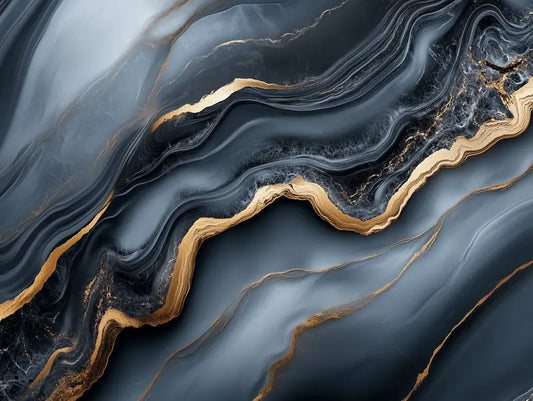 Fototapete Marmor Ozean Nachtblau Nahansicht – Nachtblau, Marineblau, Gold, Tintenschwarzblau, selbstklebend