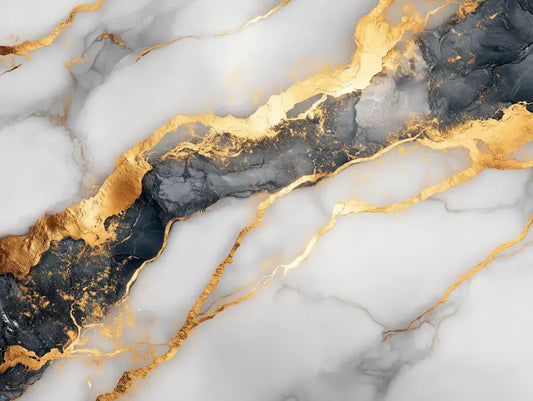 Fototapete Marmor Goldene Aderung Hell Nahansicht – Hellgrau, Gold, Perlgrau, Champagner, selbstklebend