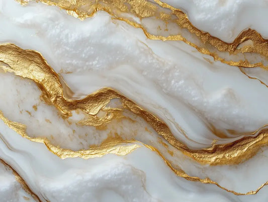 Fototapete Marmor Sanft Cremeweiß Gold Nahansicht – Cremeweiß, Warmcreme, Gold, Perlweiß, selbstklebend
