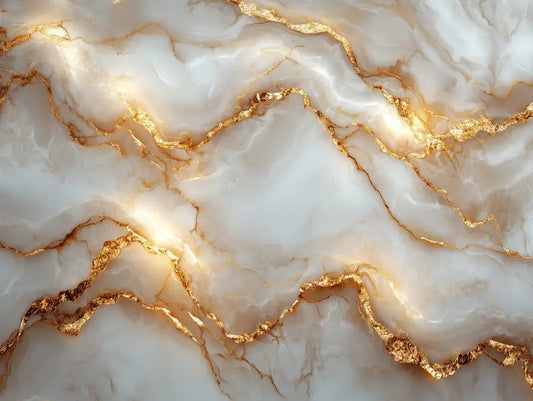 Fototapete Marmor Warmgrau Goldadern Nahansicht – Warmgrau, Beigegrau, Gold, Sandgrau, selbstklebend