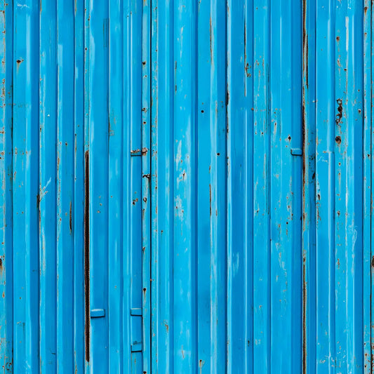 Metallic Tapete Leuchtend Blaues Wellblech Detailansicht – Himmelblau, Tuerkis, Schwarz, Hellblau, Rostbraun, selbstklebend