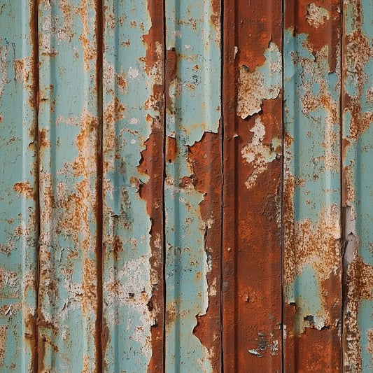 Metallic Tapete Ablösende Farbschicht Detailansicht – Tuerkisblau, Tiefrot, Rostbraun, Mint, selbstklebend