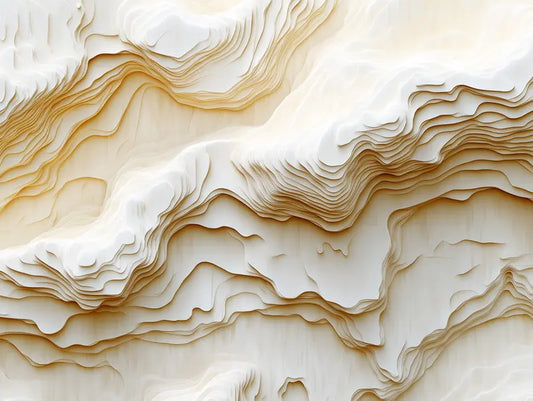 Designtapete Helle Sedimentlagen Detailansicht – Weiss, Creme, Sand, Beige, Zartes Gold, selbstklebend